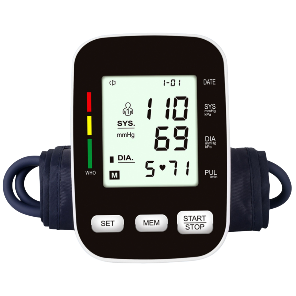 Digital Blood Pressure Monitor With comfortable cuff and memory function / Measures blood pressure and pulse
