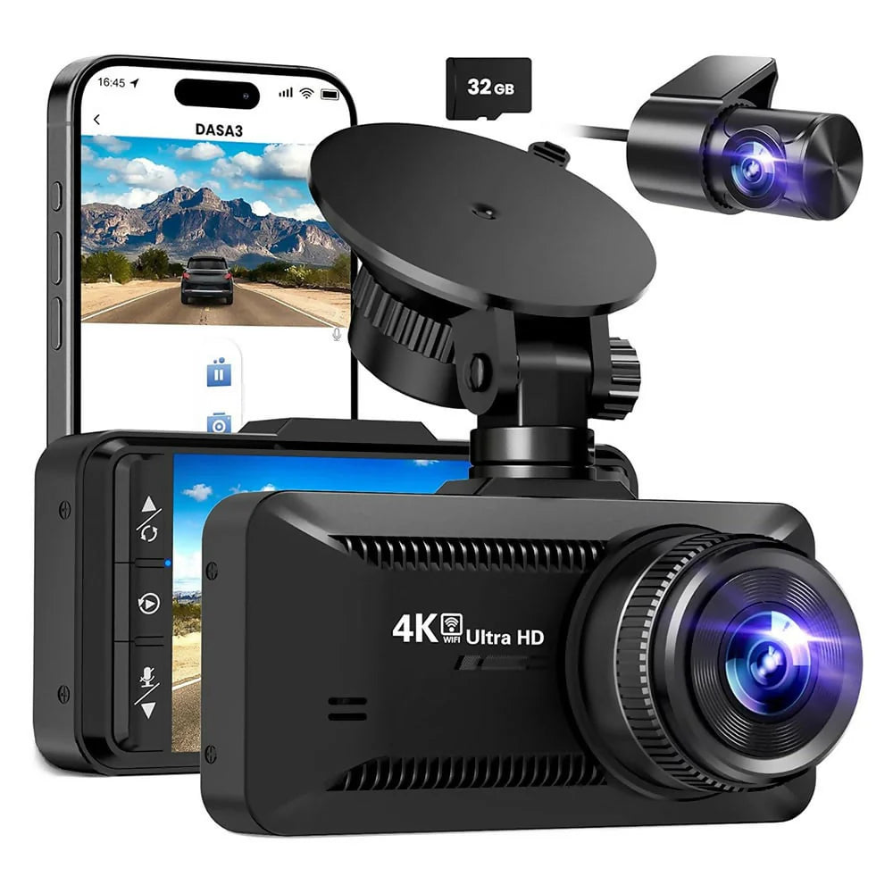 4K dashcam with 3.94" screen / Front & rear / Car camera with 170° wide-angle view / Night vision / Parking monitoring / G-sensor