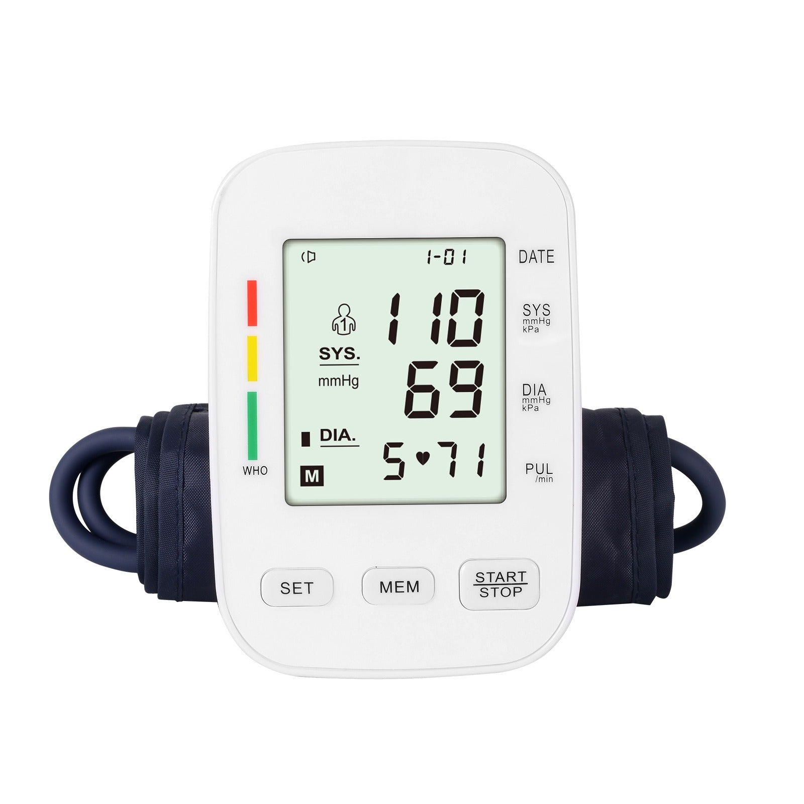 Digital Blood Pressure Monitor With comfortable cuff and memory function / Measures blood pressure and pulse