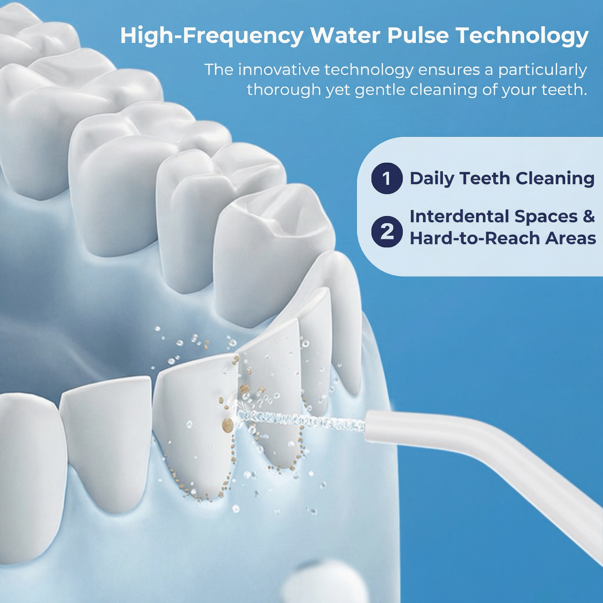 Cordless Water Flosser For effective dental and gum care / Includes 4 nozzle tips, 300 ml water tank, 30–120 PSI water pressure and IPX7 waterproof protection