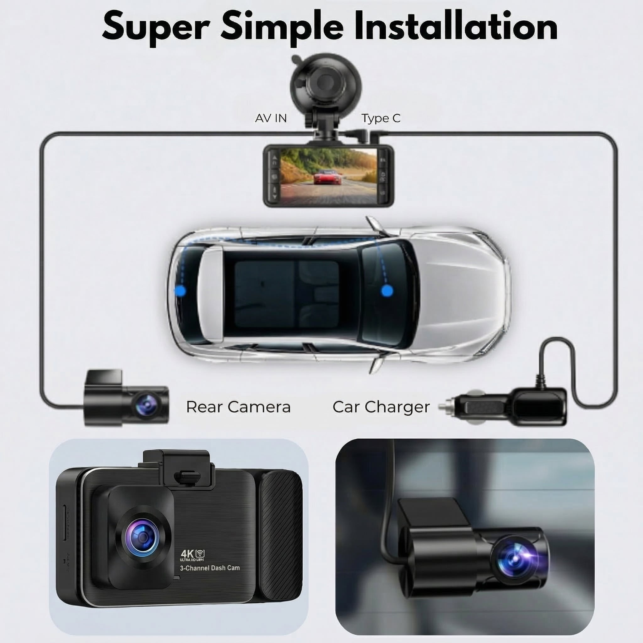 4K Dash Cam with 3.9” Screen by Avolo